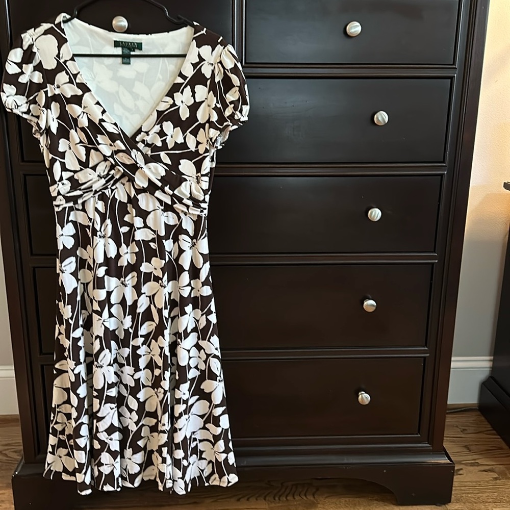 Lauren brown and cream dress